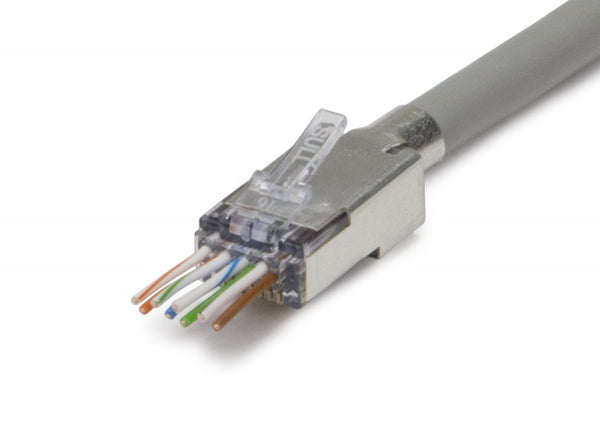 Platinum Tools 105028 ezEX™44 Shielded CAT6 Connector, External Ground, 100/Bag.