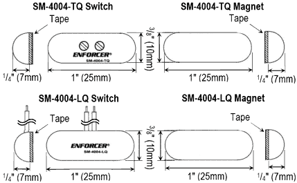 Seco-Larm SM-4004-TQ/W Capsule-Type Quick-Connect Terminal Surface-Mount Magnetic Contact – White, 1″ (25mm) Gap, Closed loop, Pack of 10