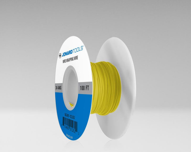 24 AWG KynarÂ® Wire, Yellow, 100 ft