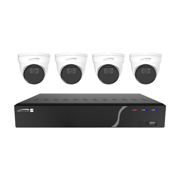 Speco ZIPN4T1 4 Channel Analytic Surveillance Kit with 5MP IP Cameras, NDAA Compliant