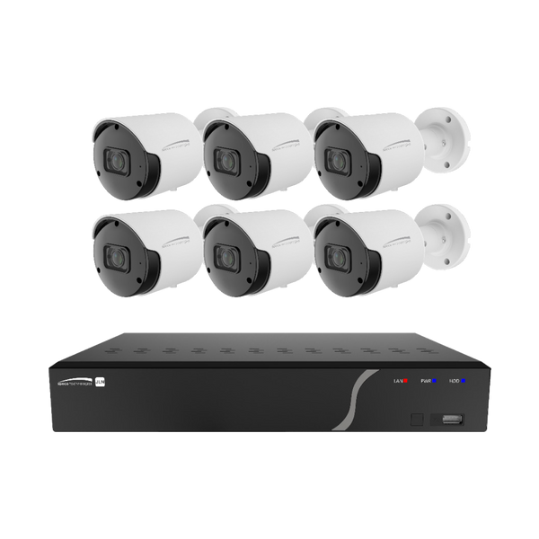 Speco ZIPN8B2 8 Channel Analytic Surveillance Kit with Six 8MP IP Cameras and 8 Built-In PoE Ports, NDAA Compliant