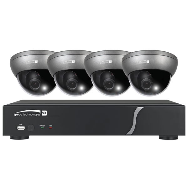 Speco ZIPT471 4CH HD-TVI DVR, 1080p, 60fps, 1TB w/ 4 Outdoor Intensifier® Dome Cameras