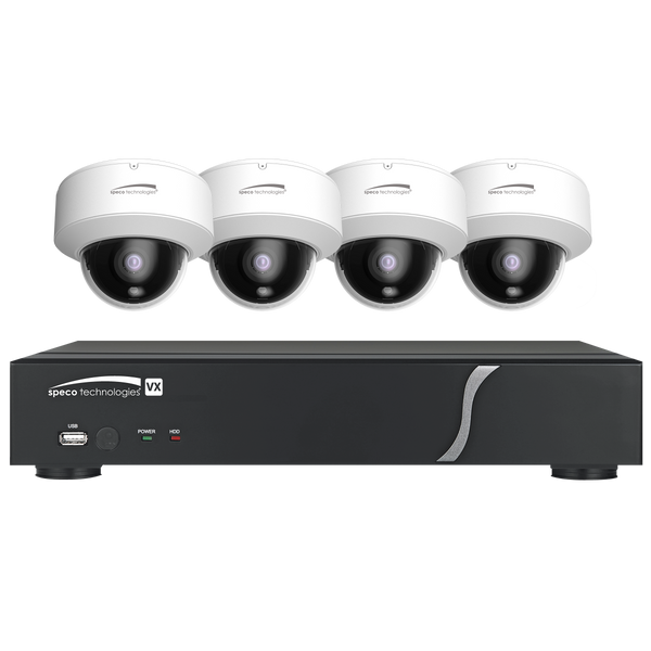 Speco ZIPT4D1 4CH HD-TVI DVR, 1080p, 60fps, 1TB w/ 4 Outdoor IR Dome Cameras