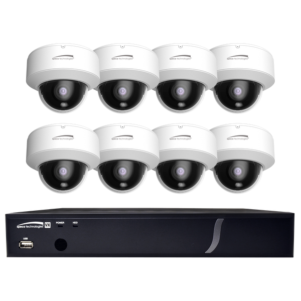 Speco ZIPT88D2 8CH HD-TVI DVR, 1080p, 120fps, 2TB w/ 8 Outdoor IR Dome Cameras